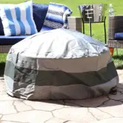Stripe Round 2-Tone Outdoor Fire Pit Cover 40 in. Gray/Green