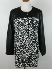 NEW CHICO"S BLACK FAUX LEATHER ANIMAL PRINT COAT DUSTER DRESS SIZE 3 XL 16 $159