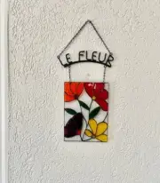 Stained Glass Flower Panel "Le Fleur" Window Hanging Suncatcher 16"