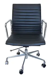 SK Designer Living Replica Eames Mid Back Ribbed Leather Management Office Chair