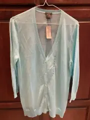 Ann Taylor Light Blue Cardigan Sweater Top Size XL