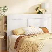 Artiss Queen Bed Headboard, 3-Tier Side Cube Shelves Headboards Tufted Beds Head Frame Base Upholstered with Engineered Wood, 158 x 28 x 111cm, Modern Design White