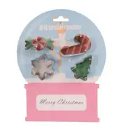 NNEDSZ Bread and Butter Cookie Cutter - Snowglobe, Card, Tree, Candy Cane - 4 Pa