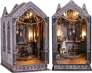 Spilay DIY Book Nook Kit,DIY Dollhouse Booknook Bookshelf Insert Decor Alley,Bookends Model Build kit with LED,Handmade Crafts Gifts for Birthday Christmas and Valentine's Day SL16
