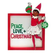 Elf On the Shelf Scout Elf Girl Table Sign, 7.5" Peace, Love & Christmas