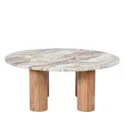 [James Lane] Adara Toronto Marble & Acacia Wood Coffee Table