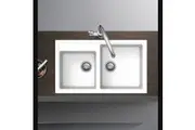 860x500mm Double Bowls Granite Stone Kitchen Laundry Sink Top/Flush/Under Mount White