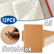 12PCS A5 Kraft Paper Notebooks Blank Grid Lined 72Page School Office Diary Book