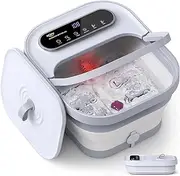 Foot Spa Bath Massager with Heat, ALLJOY Collapsible Foot Massager Spa Soaking Tub with Bubbles, Pumice Stone, Timer, 6 Shiatsu Massage Rollers Pedicure Foot Spa for Relaxation, Gifts