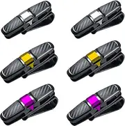 Accfore 6 Pack Glasses Holders for Car Sun Visor,Universal Car Sunglasses Holder, Eyeglass Mount with Double-Ends Ticket Card Clip, 180-Degree Rotational Clip - Silver/Gold/Purple