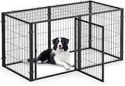 LURIVA Heavy Duty Large Dog Crate - 48"L x 24"H, Big Dog Crate, Puppy Playpen, Indoor Outdoor, XL, Black