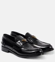 [Prada] Prada Logo brushed leather loafers AU 7.5 black