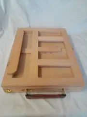WOODEN TABLE TOP ART BOX WITH FOLD UP EASEL