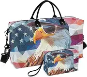[XYMZR] Large Travel Duffel Bag, Bald Bird Sunglasses Sport Tote Gym Bags, Shoulder Weekender Overnight Bags for Women Men, Carry On Luggage with Toiletry Bag, Multi-Colored, Artistic