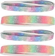 4Pcs PU Tennis Overgrip Tape Non Slip Racket Grip for Badminton Tennis Rackets Stylish Rainbow Design Comfortable Handle Wrap with Excellent Sweat Absorption