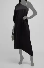 $695 Alice + Olivia Women Black Tae Crystal-Strap Asymmetric Maxi Dress Size 4