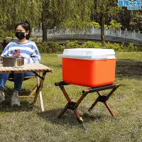 在飛比找Yahoo!奇摩拍賣優惠-戶外露營摺疊置物架可攜式收納層架旅行冰桶車載水桶支架子桌子置