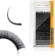 NAGARAKU Eyelash Extensions Individual Lashes 0.05mm D curl 7-15mm Mix Tray Classic Matte Black Soft Natural Faux Mink 16 rows