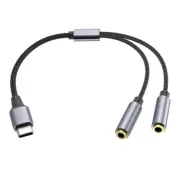 USB C Earphone Cable TypeC Male To Double 3.5mm Female Y Splitters Music Cable