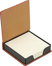 uxcell 200 Sheets Leather Sticky Notes Holder, 10in Post Notes Holder Storage Box Desktop Mini Case Business Card Holder Memo Pad Organizer for Desk Home Office Books Notebook, Red