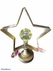 14” Antigue Gold Stressed Lighted LED Round Star Lamp Decor Timer Feature New
