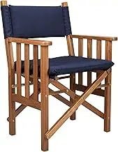 Whitecap 61052 Teak Director's Chair with Navy Cushion - 18-1/2"