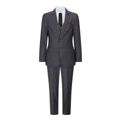 Paul Andrew Boys 3 Piece Charcoal Plain Wedding Suit