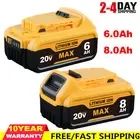 6.0Ah/8.0Ah Slide Battery For DeWalt 18V Li-Ion XR DCB184-XE DCB182 DCB184 LED