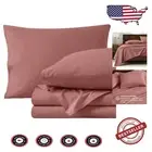 100% Organic Cotton Percale Full Sheet Set - Lightweight & Breathable Dusty Rose