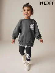 Charcoal Grey Disney 101 Dalmations Long Sleeve 100% Cotton Top And Leggings Set (3mths-7yrs) (389763) | $17 - $22