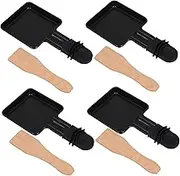 Alipis 4 Sets Cheese Grill Pan Electric Oven Baking Frying Plates for Meat Seafood Cheese Mini Raclette Pan with Spatulas for Parties Gatherings