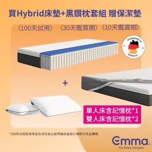 【德國Emma】Hybrid床墊+黑鑽石記憶枕 贈保潔墊 雙人特大(歐洲獲獎最多獨立筒床墊 黑鑽記憶枕)