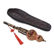 Black Bamboo Hulusi Gourd Cucurbit Flute Ethnic Musical Key of C with Case