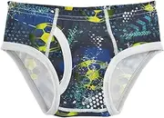 [Joisal] Soccer Ball Pattern Boy Underwear Size 8 Soft Briefs for Boys, Abstract Football Green Blue, 5 Years
