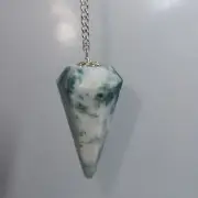 Tree Agate Faceted Cone Crystal Dowsing Pendulum Divination Tool