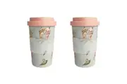2x Urban 400ml May Gibbs Eco Mug Travel Drinking Cup Coffee Tumbler w Lid Pink