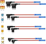 Geli 8 Pack 4 Types Fuse Tap Automotive 12V, Car Add-a-Circuit Fuse Taps Tandard Mini Micro2 and Low Profile Mini Fuse Holder for ATO ATC ATM APM Fuse Tap Kit for Cars Trucks Boats