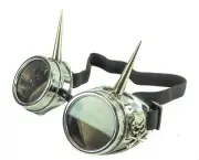 Skull Crossbones 3" Spike Steampunk Victorian Welding Silver Goggles Punk Goth