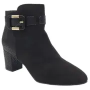 Karen Scott Women Ivyy Block Heel Ankle Booties Size US 7.5W Black Microsuede