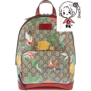 【菲兒二手】Gucci 427042 Tian GG Supreme backpack 天地花鳥後背包 紅