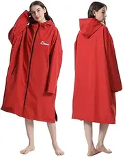 Oksun Waterproof Changing Robe, Windproof Swim Parka Oversized Surf Poncho Hooded Warm Coat Fleece Lining