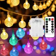 40ft Globe String Lights Battery Operated Outdoor, 80 LEDs Hanging Lights wit...