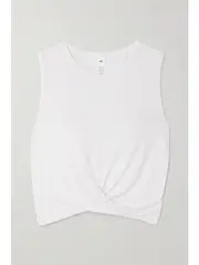 [Alo Yoga] Alo Yoga - Cover Cropped Draped Stretch-jersey Tank - White - small small White
