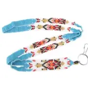 NEW HANDMADE BLUE GOLD COLOR BEADS TURTLE BEADED ID HOLDER LANYARD I23/1