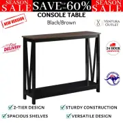 Sarantino Cielo 2-Tier Console Table Entryway Wooden Desk Hallway Table Walnut