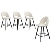 Oikiture 4x Bar Stools Kitchen Counter Stool Dining Chairs Boucle White HORN