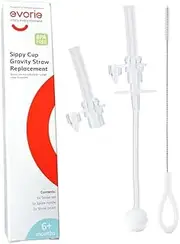 Evorie Weighted Straw Replacement Kit for 200ml Tritan Sippy Cup - Cleaning Brush & Spare Drink Nozzle Included (Single Pack)