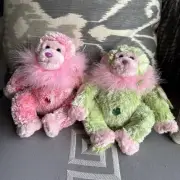 Aurora Huggable Bling Stuffed Cheeky Pair of Monkeys Plush Chimps