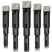 5-Pack 1/2" Diamond Core Drill Bits Set, 12Mm Tile Drill Bits for Ceramic Porcel