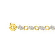 9ct Gold 18.5cm Solid Flame Links Cz Bolt Ring Bracelet in Clear